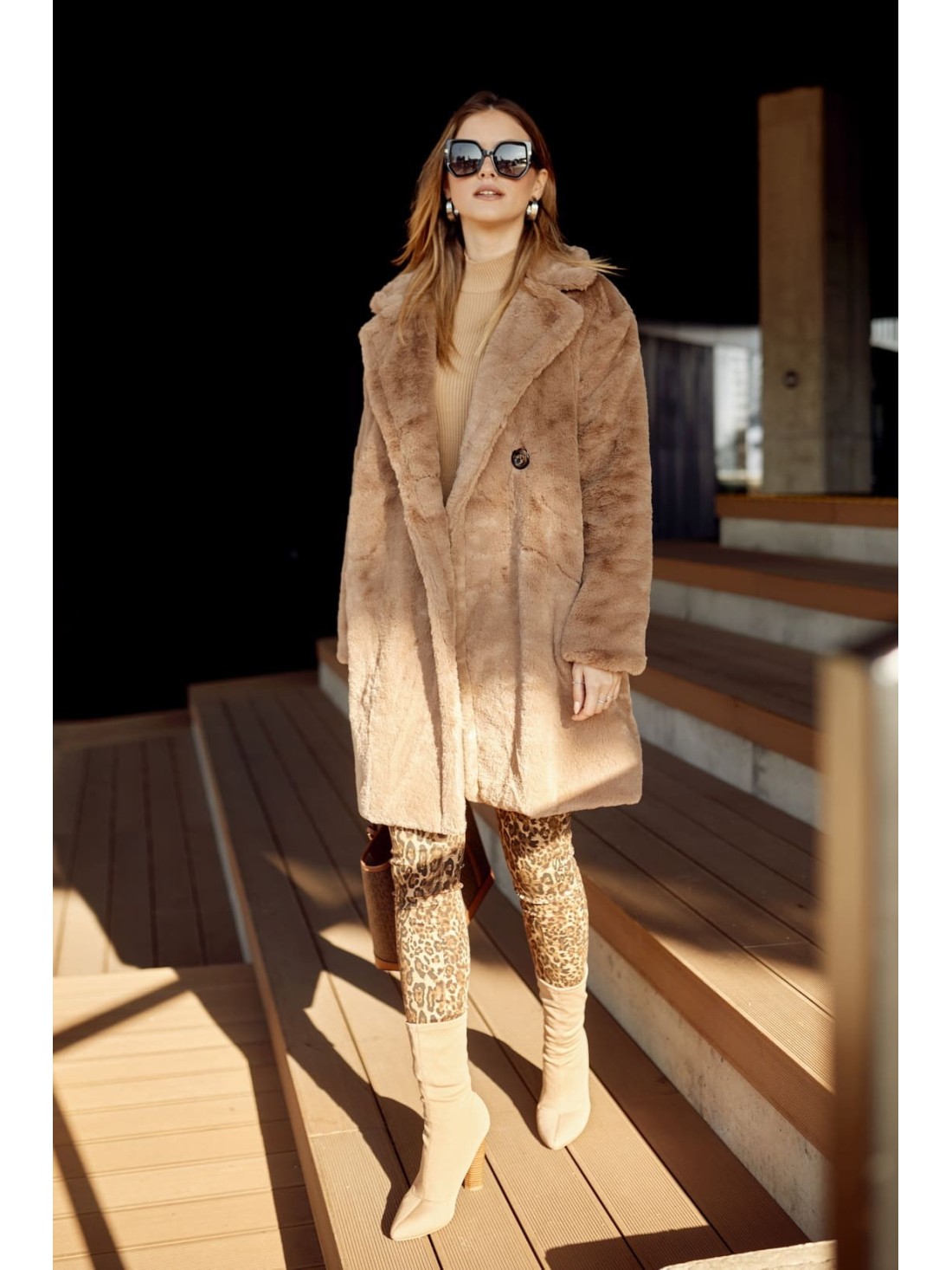 Women\'s dark beige fur coat 2118 - Online store - Boutique